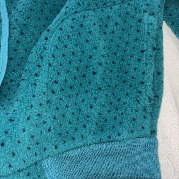 Vintage LL Bean Fleece Jacket Womens M Teal with Polka Dots Made in USA 90s - Picture 6 of 9